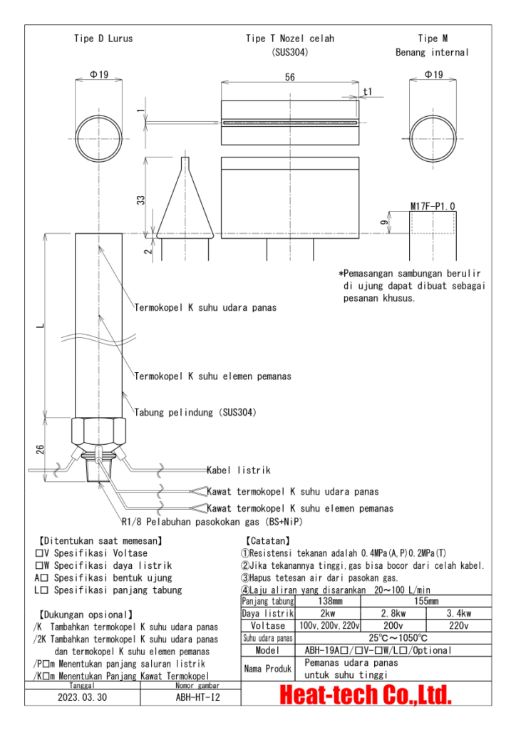 《Pemanas udara panas kecil untuk suhu tinggi》ABH-19A